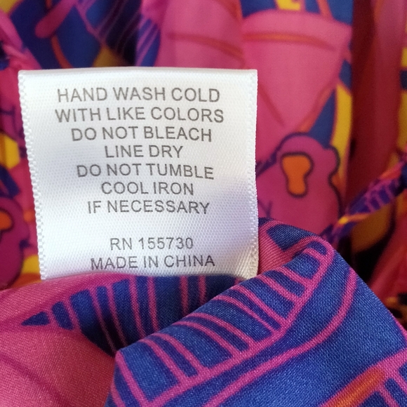 Rose + Olive Pink & Purple Blouse Top W/ Moneys And Leaf Pattern Ruffle - Large - Picture 12 of 12